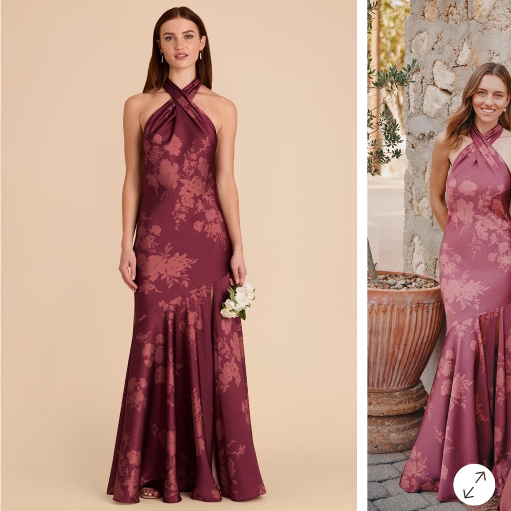Birdy Grey Floral Halter Maxi Dress - Burgundy new w/ tags